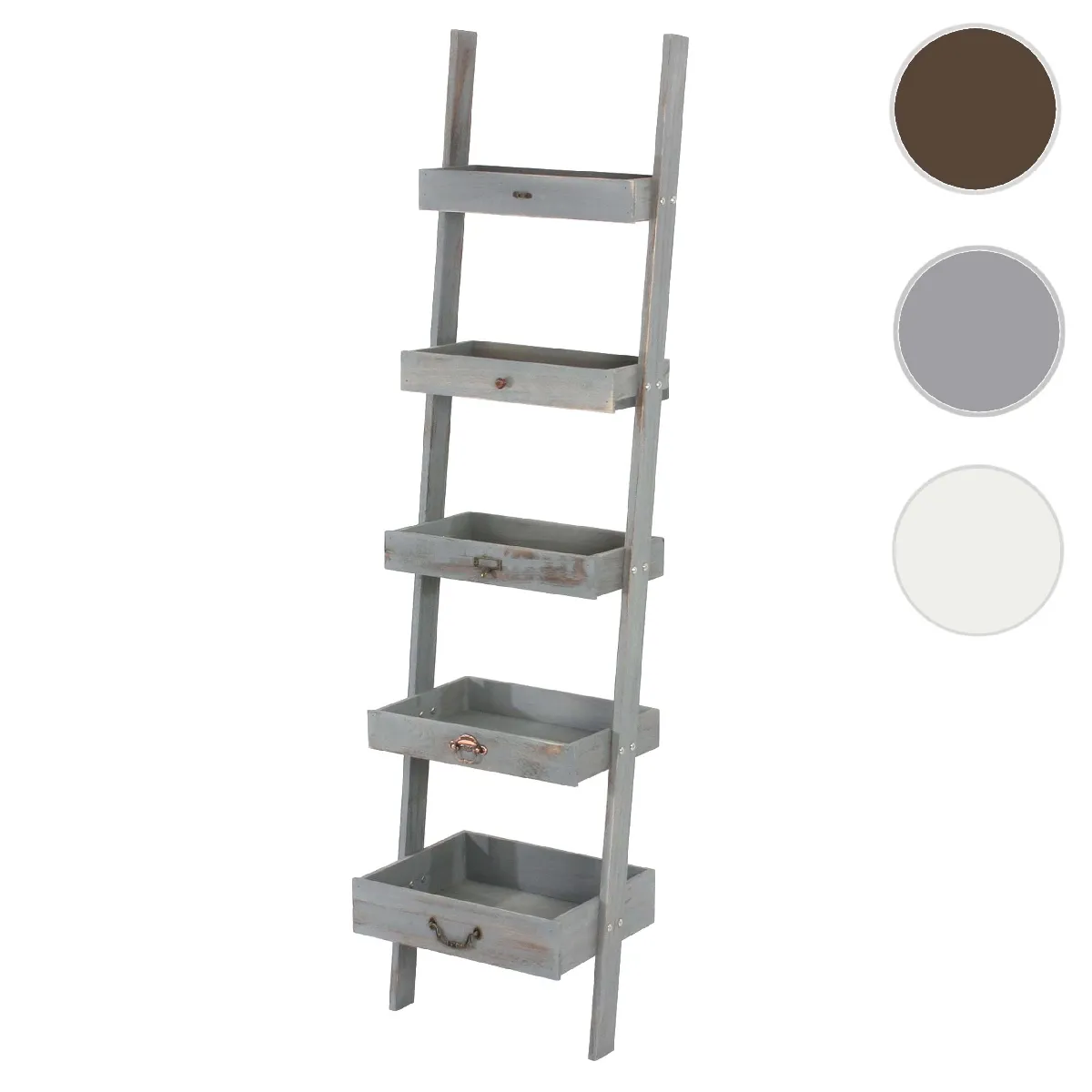 Mendler Étagère bois vintage - Gris Mendler Étagère bois vintage - Gris