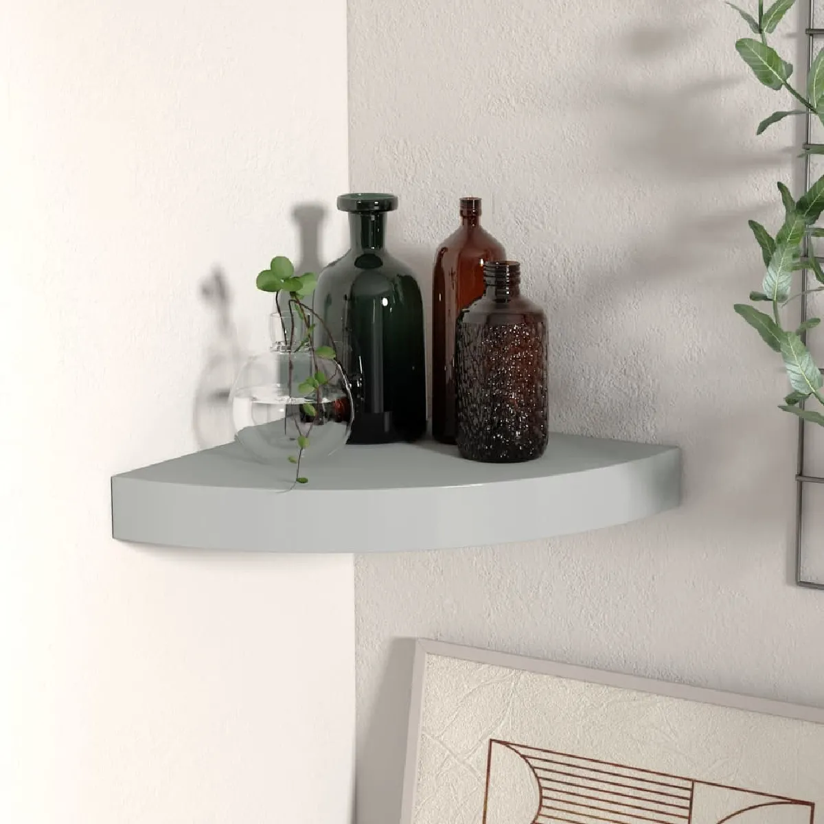 vidaXL Étagère d'angle flottante - Gris