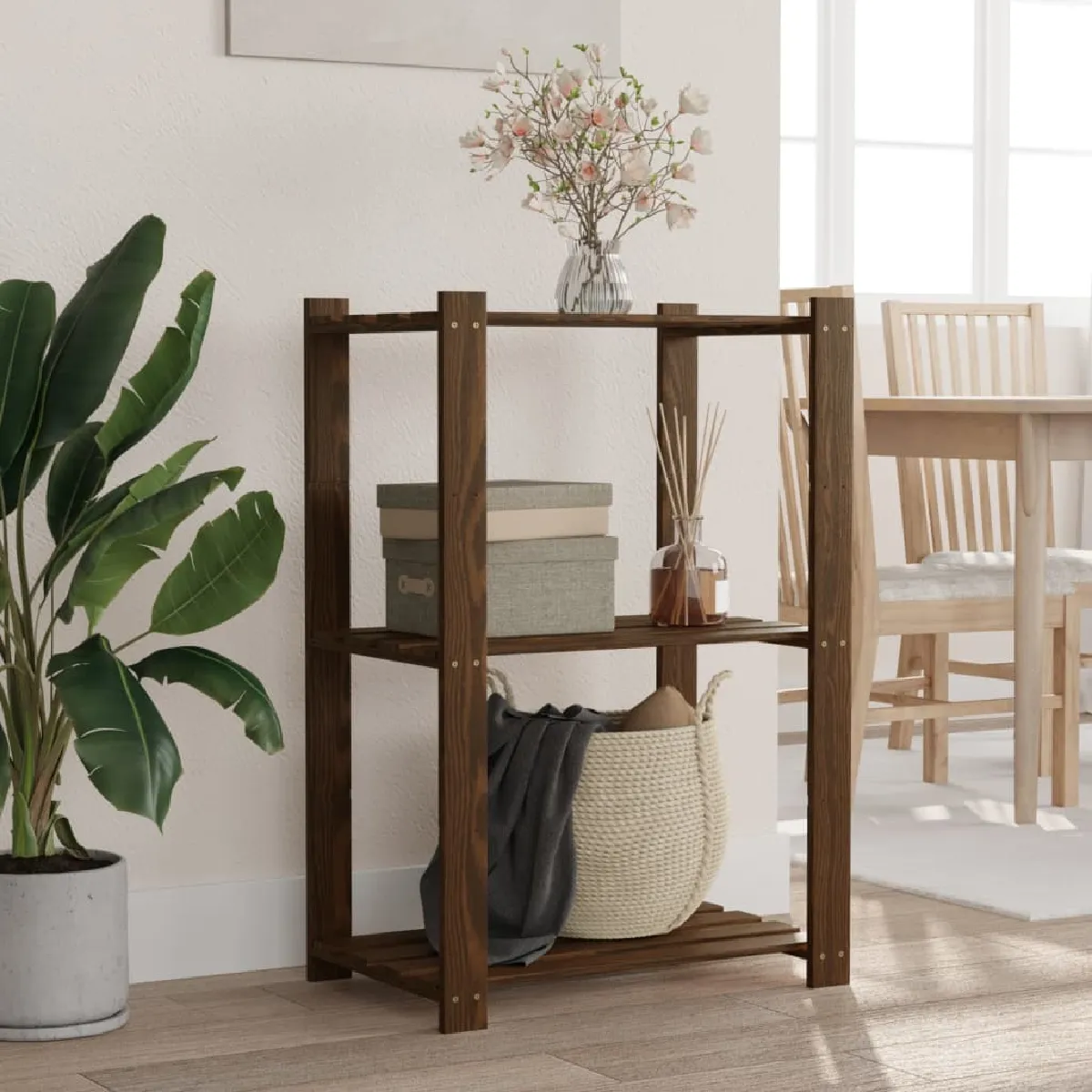 Non Communiqué Marron Vidaxl Support De Rangement À 3 Niveaux 60X38x90 Cm Bois De Pin 373398 - Image 2