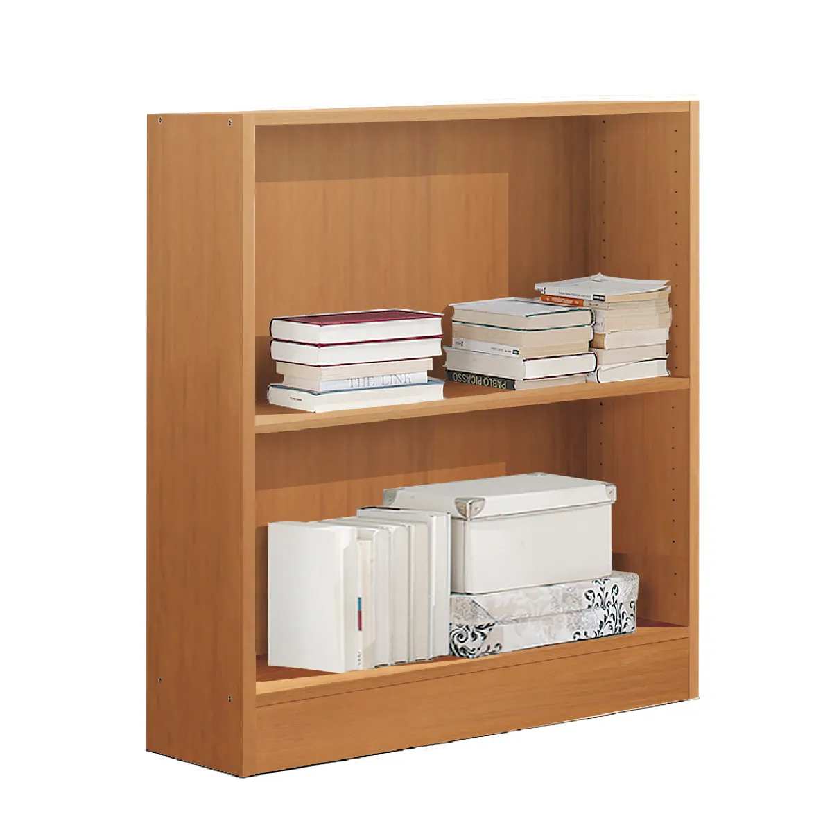 Pegane Étagère colonne 2 tablettes - Merisier