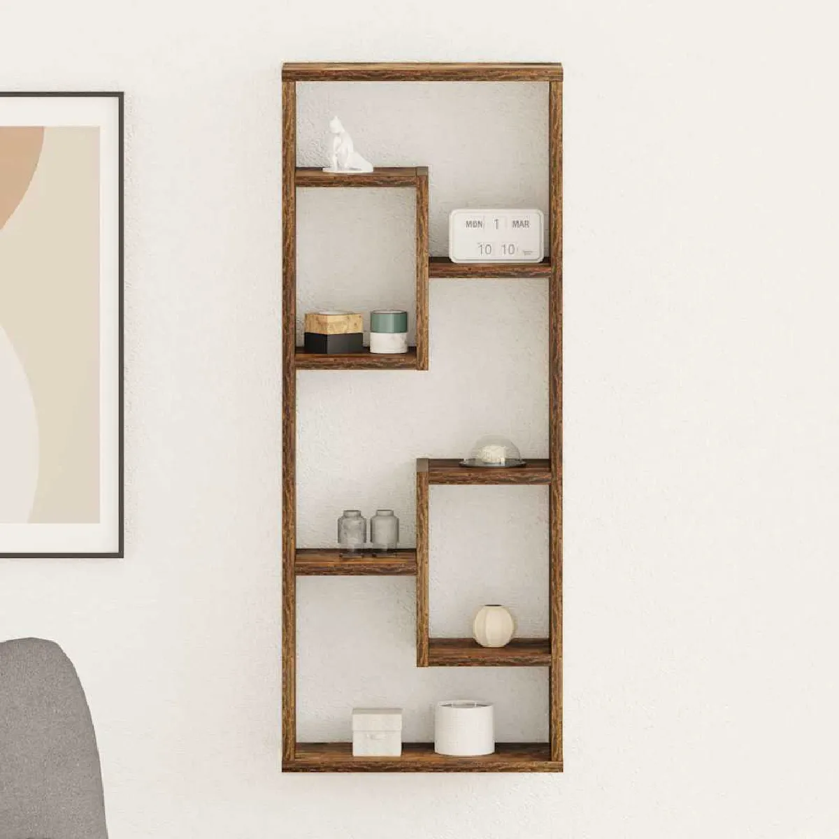 Vidaxl étagère murale Chêne fumé 36x16x90 cm Bois d'ingénierie 815846