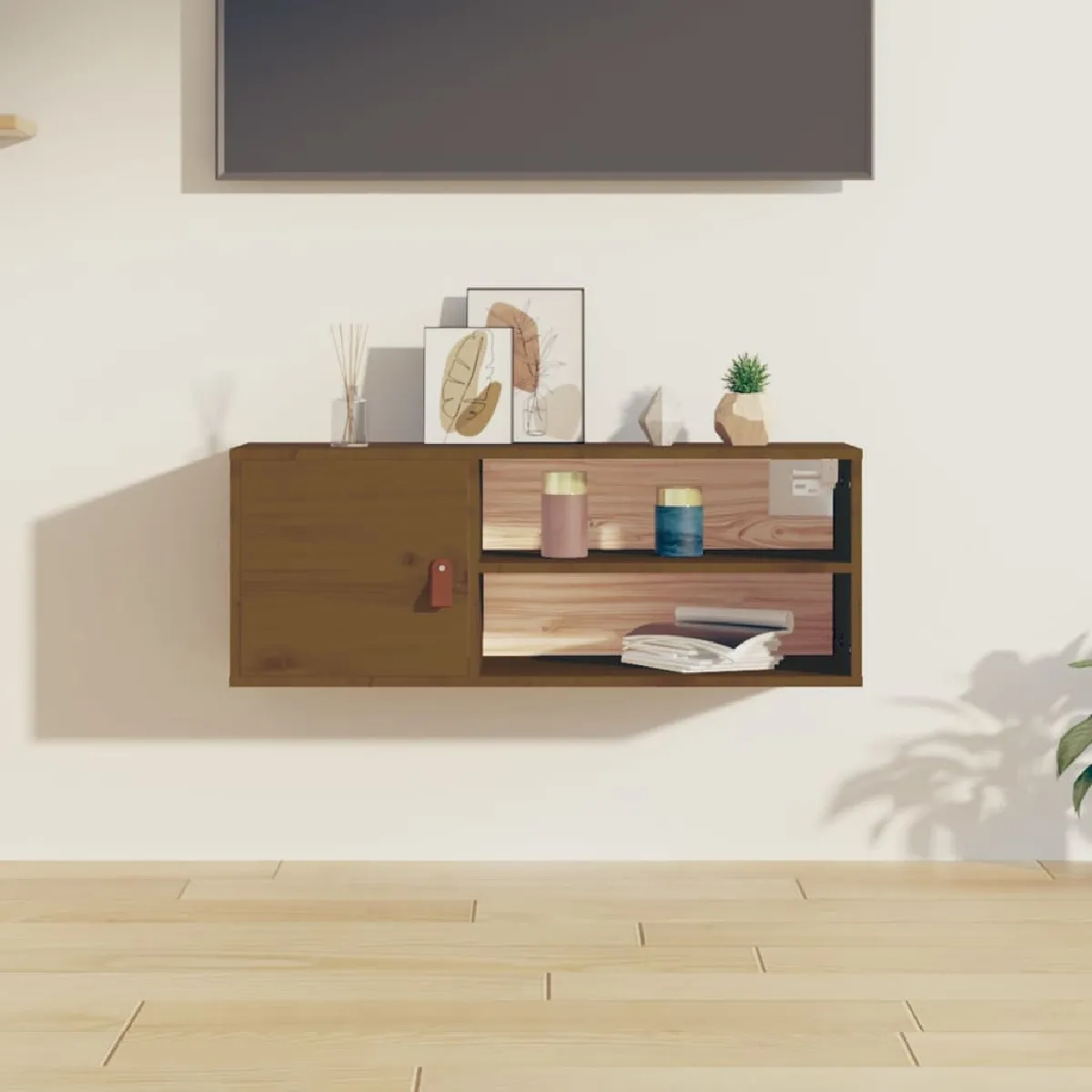 vidaXL Armoire Murale en Bois de Pin - Marron Miel