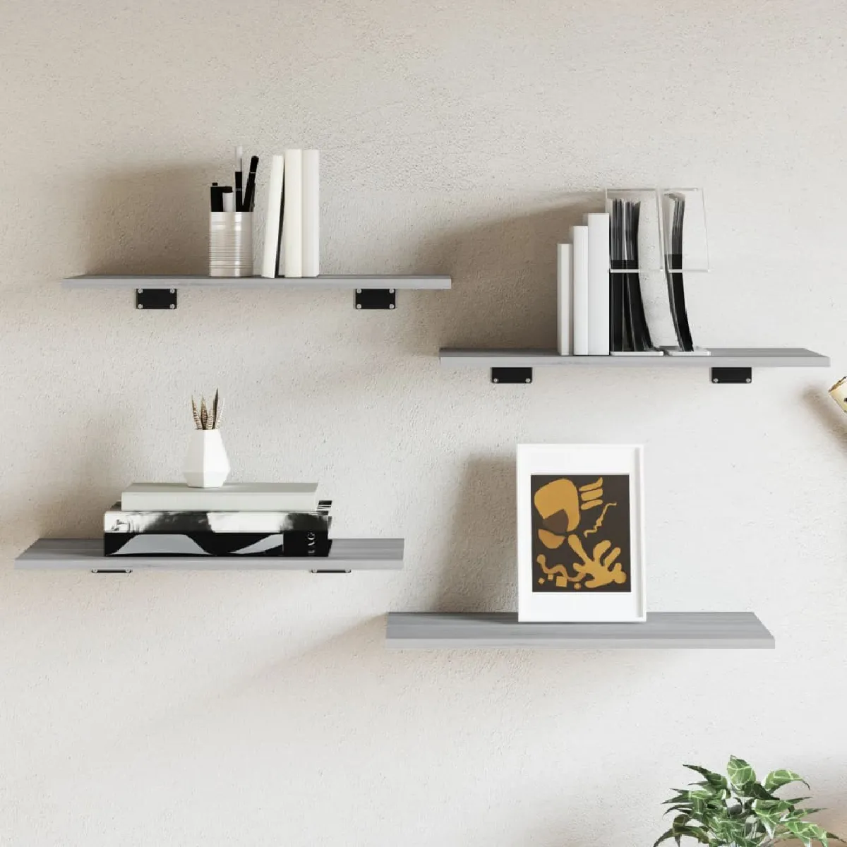 Non Communiqué Gris Étagère Murale - Vidaxl - 4 Pcs - Sonoma - 60X30x1,5 Cm - Bois D'ingénierie - Image 2