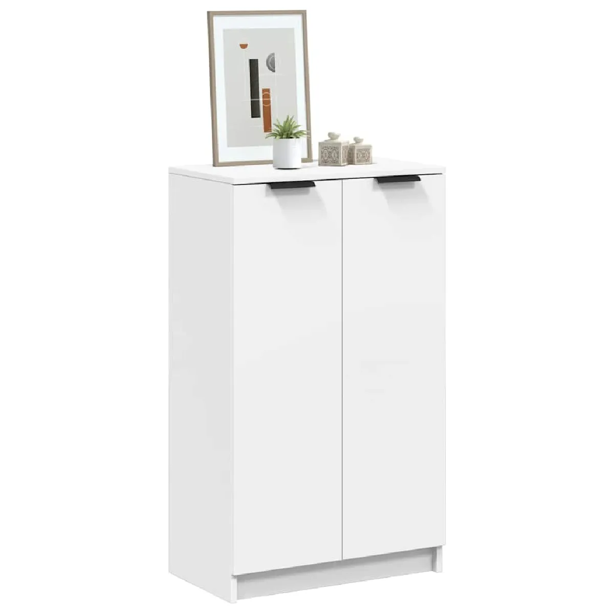 Non Communiqué Blanc Armoire À Chaussures 59X35x100 Cm Bois D Ingénierie - Image 3