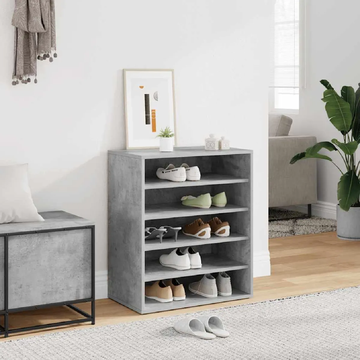 VIDAXL - Meuble à chaussures - 60x35x70 cm - Gris - Image 2