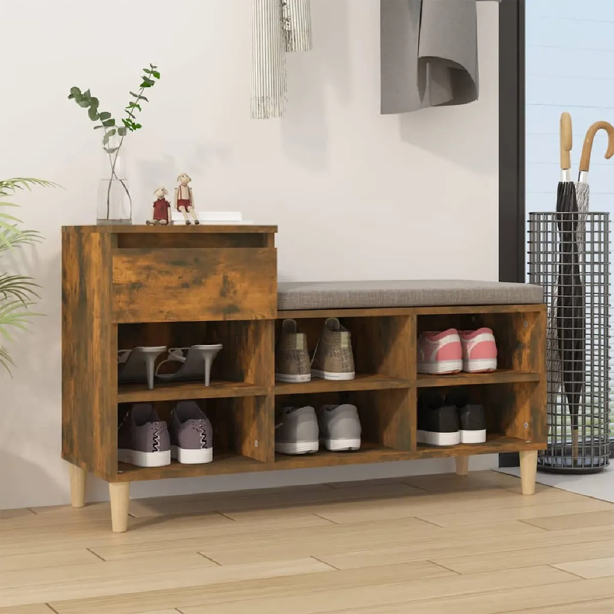 VIDAXL Armoire à chaussures 70x36x60 cm Chêne fumé