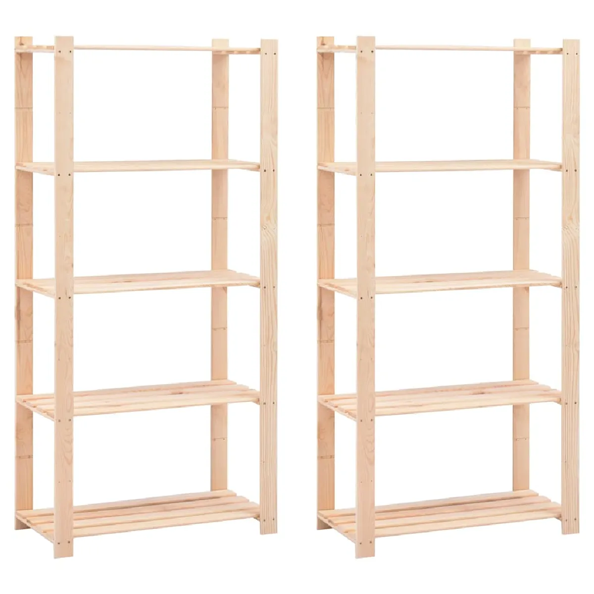 Vidaxl Marron Étagères De Stockage - 2 Pcs - Bois Massif - 80X38x170 Cm - Capacité 250 Kg - Image 3