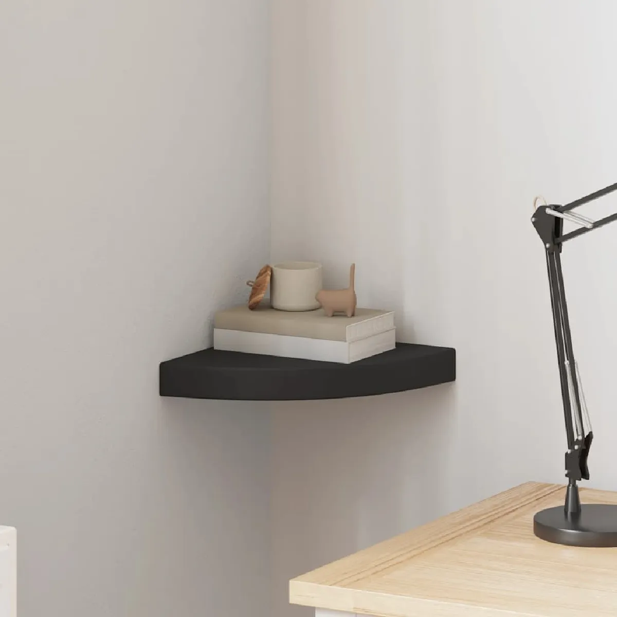 Vidaxl étagère d'angle flottante Noir 25x25x3,8 cm MDF