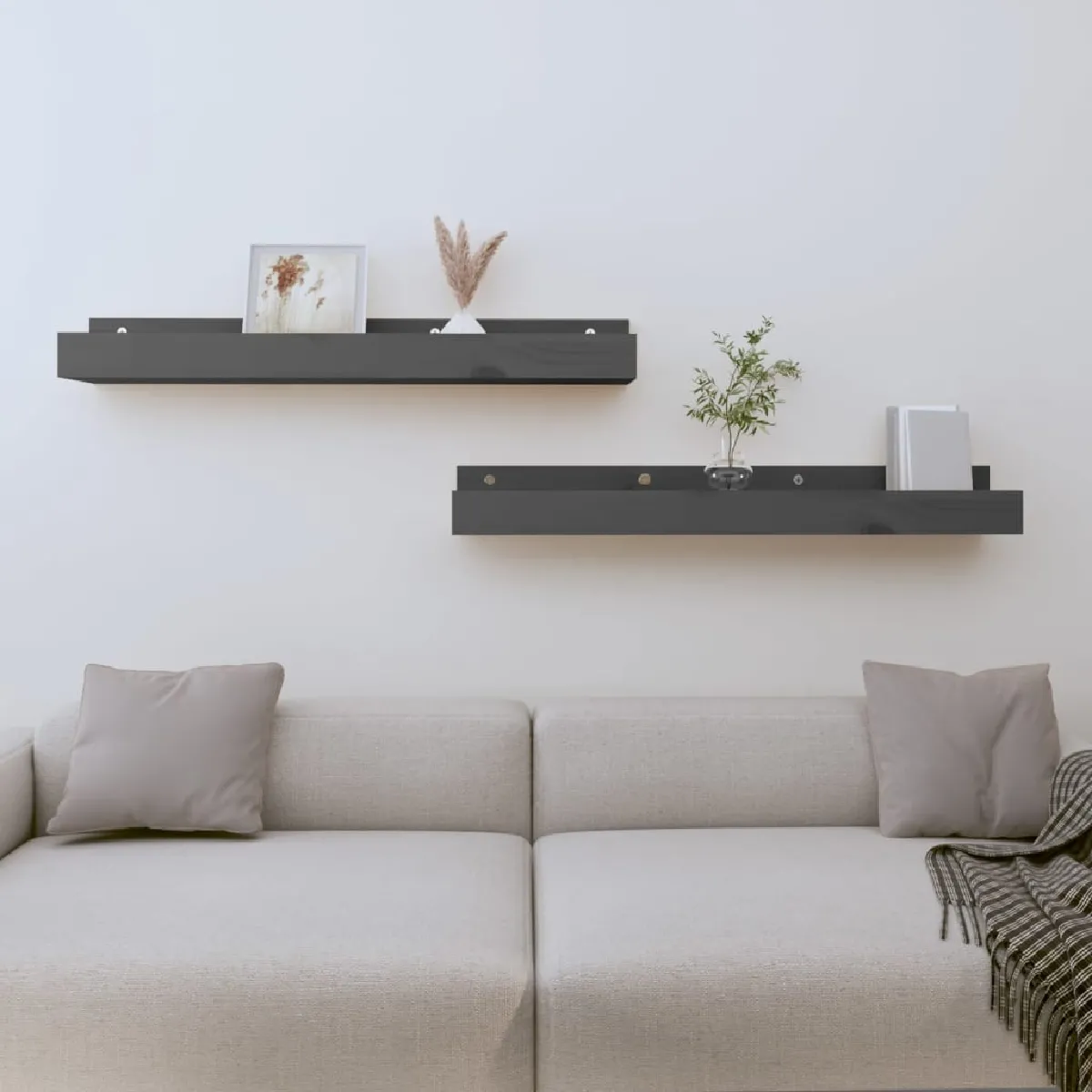 VidaXL Étagères murales 2 pcs gris bois de pin