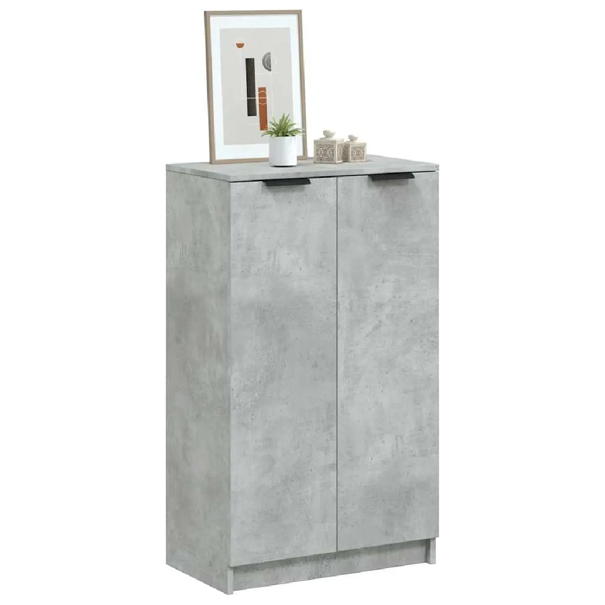 Non Communiqué Gris Béton Armoire À Chaussures 59X35x100 Cm Bois D Ingénierie - Image 3