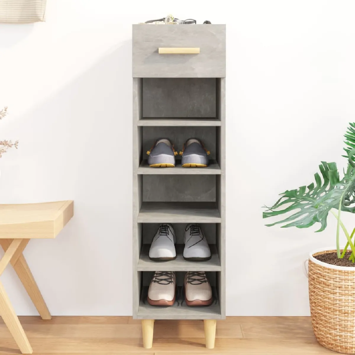 vidaXL Armoire à chaussures béton