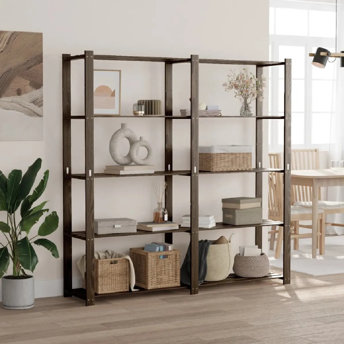 VIDAXL - Étagère de Rangement - 5 Niveaux - Bois de Pin - 170x38x170 cm - Noir - Image 3