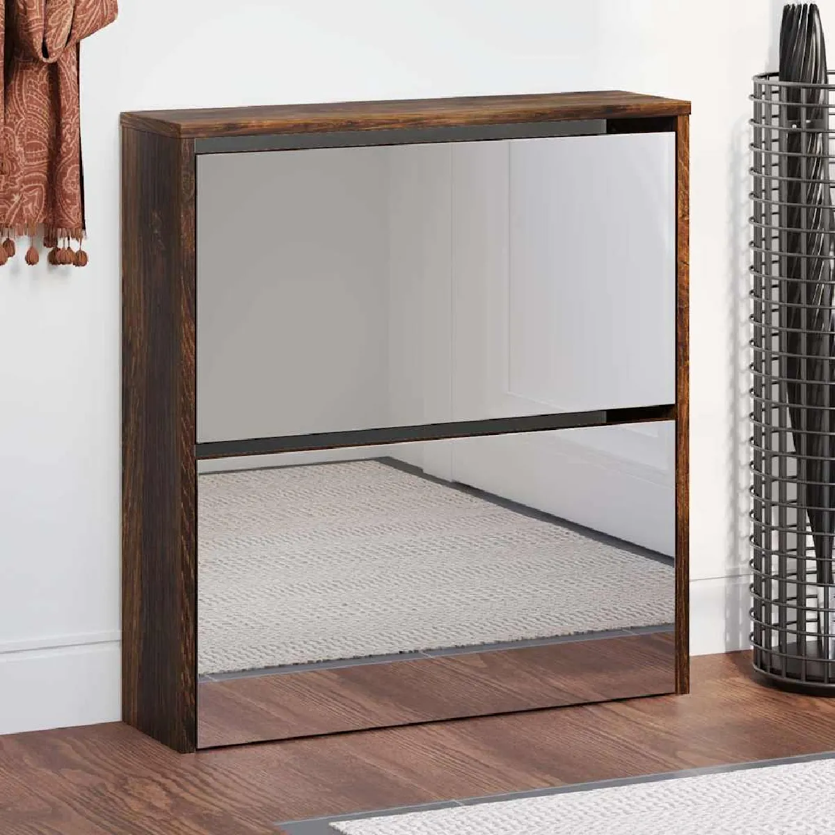 Vidaxl Armoire À Chaussures Miroir
