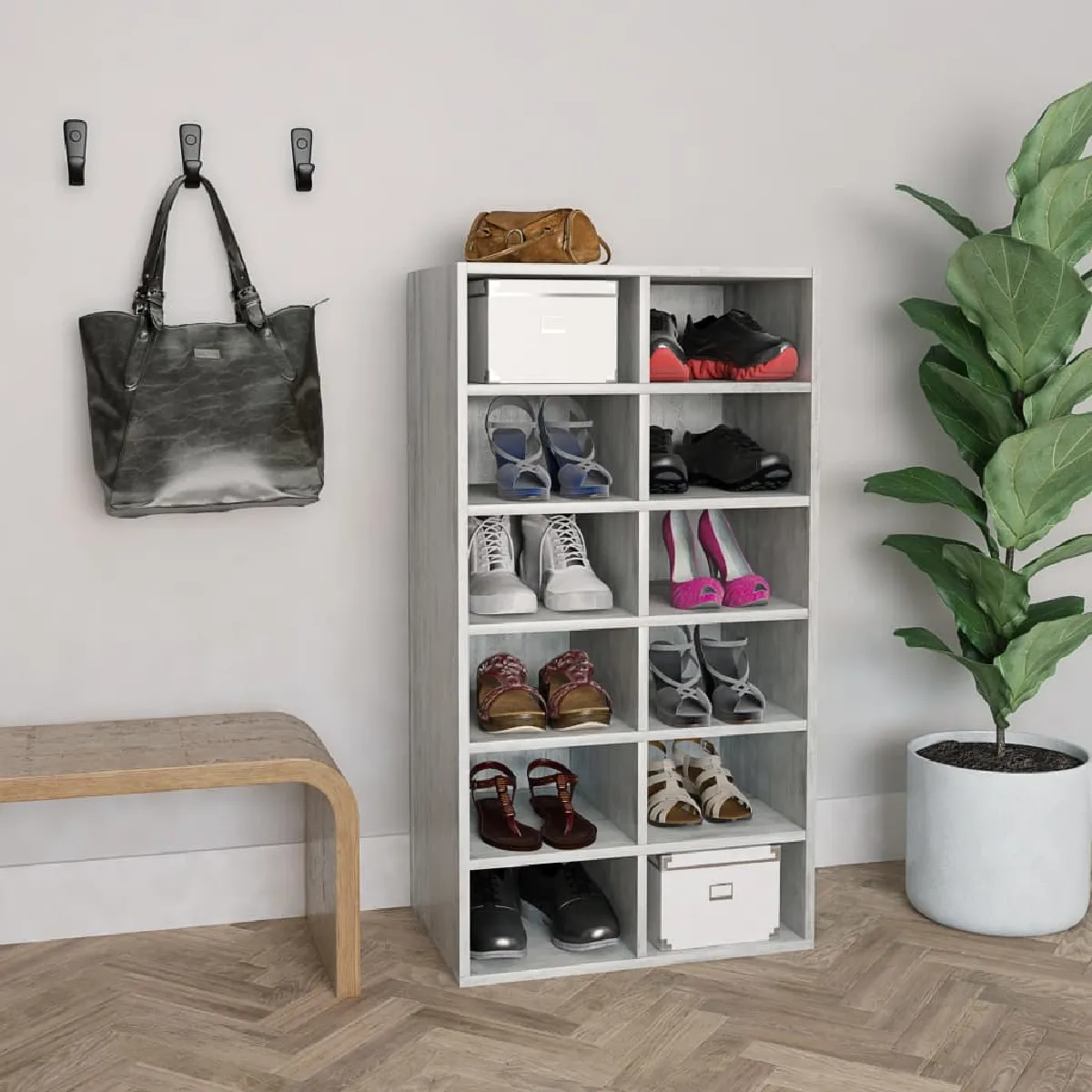 vidaXL Étagère à Chaussures Gris Béton