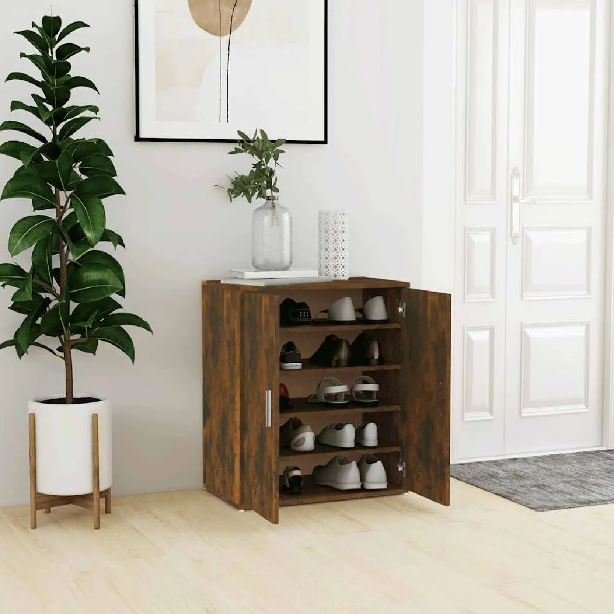 VidaXL Meuble à chaussures chêne fumé - vue 2