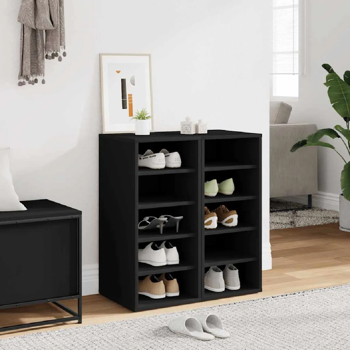 Vidaxl Noir Armoires À Chaussures