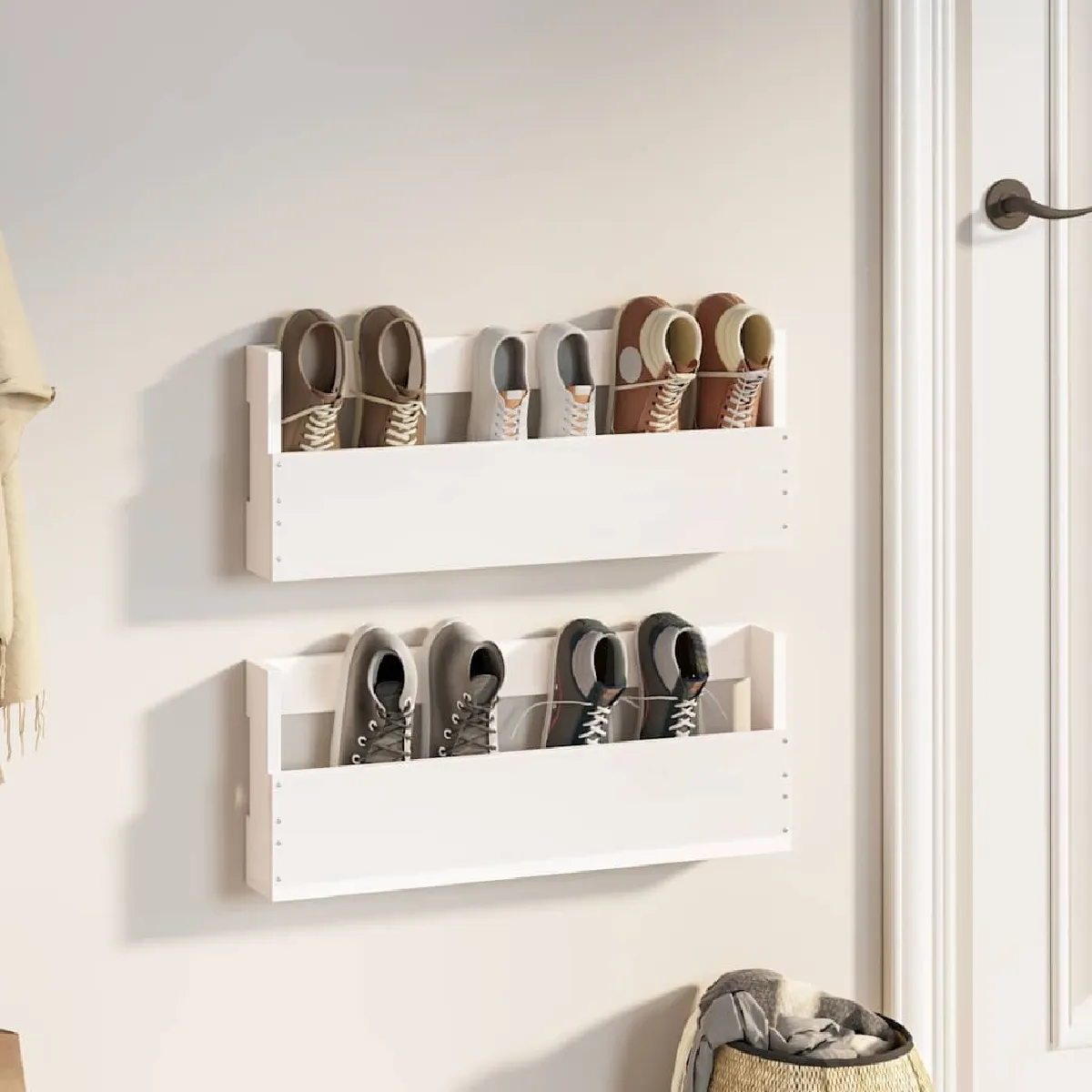 Vidaxl Blanc Étagères À Chaussures Murales
