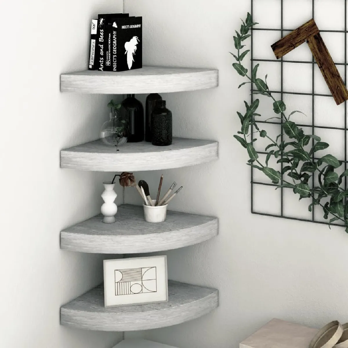 vidaXL Étagères d'Angle 4 pcs Gris Béton