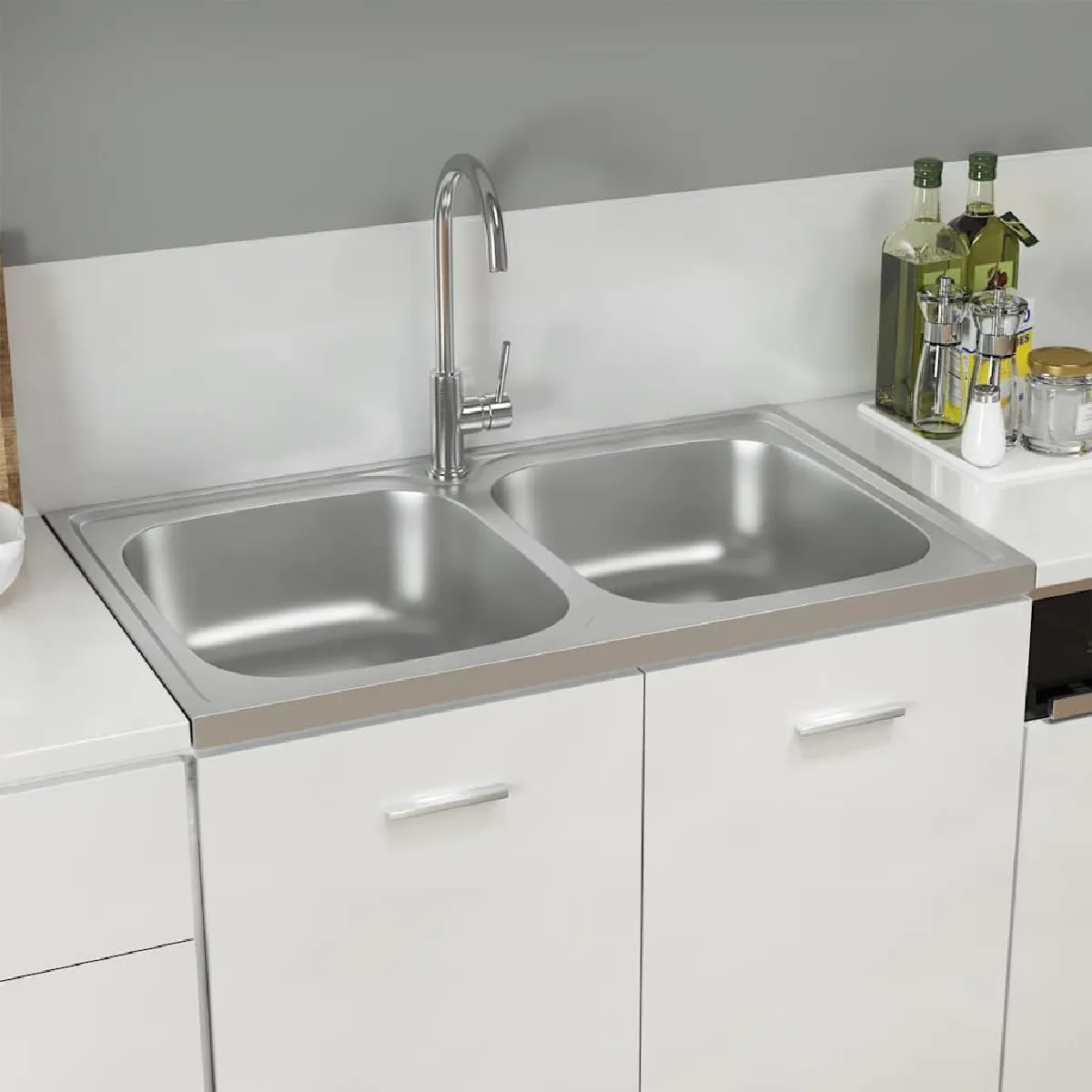 VIDAXL  Double lavabo inox
