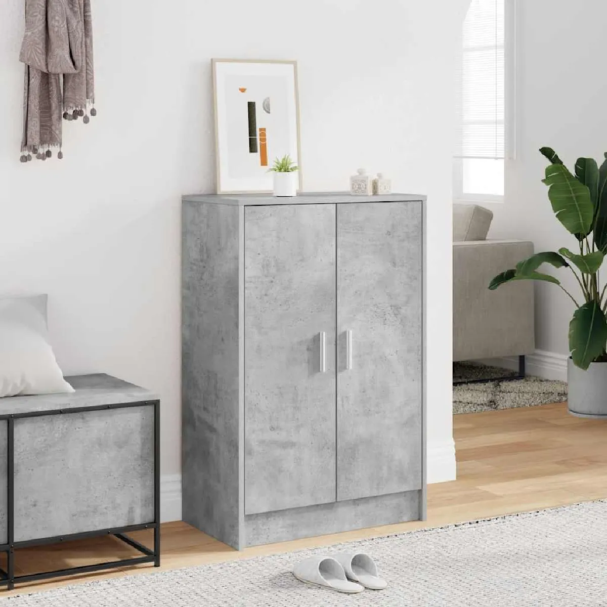 VIDAXL - Armoire à chaussures - 60x35x92 cm - Gris - Image 2