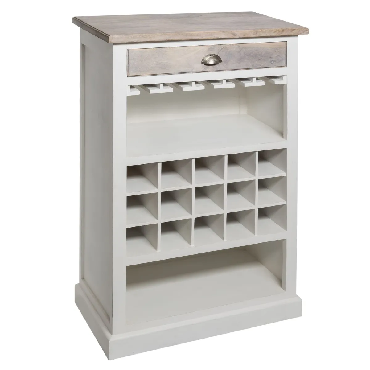 Etagère avec range bouteilles en bois Aleria - L. 73 x H. 115 cm - Blanc