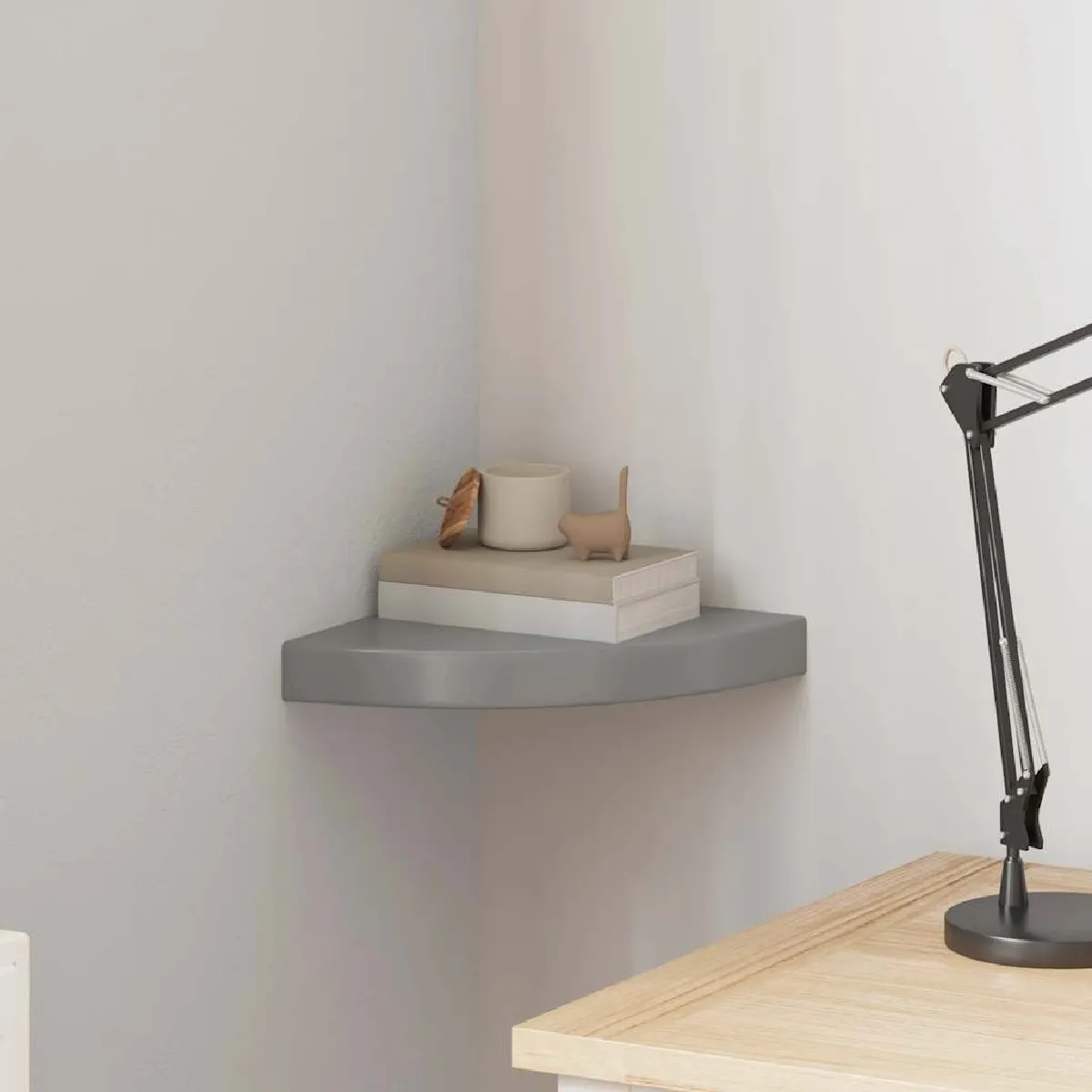 vidaXL Étagère d'angle - Gris brillant