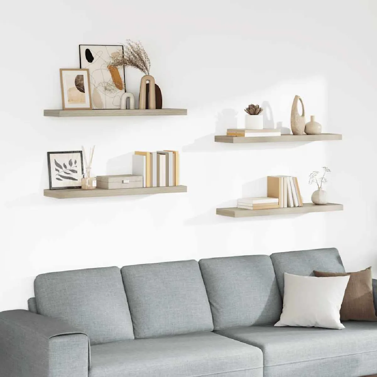 Vidaxl Étagères Murales Flottantes 4 Pcs Chêne