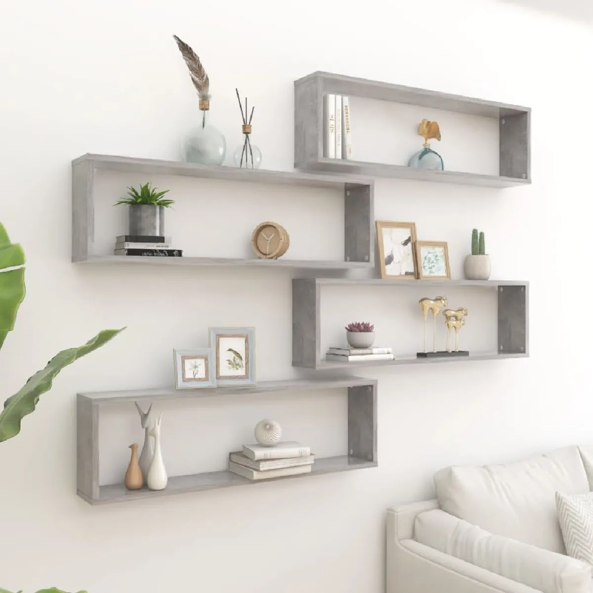 Non Communiqué Gris Béton Étagères Cube Murales 4 Pcs Bois D Ingénierie - Image 3