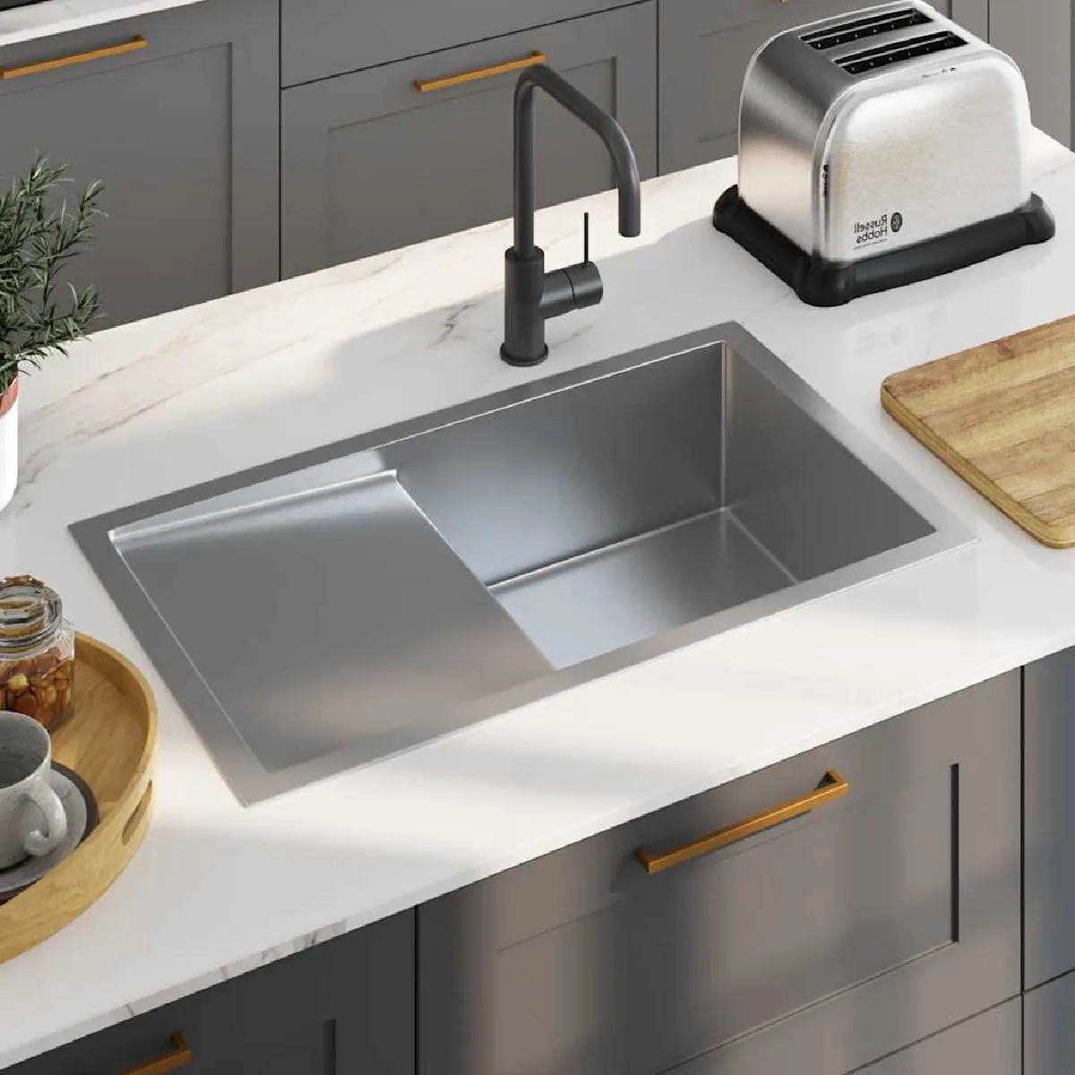 vidaXL Évier de Cuisine Inox - vue 3