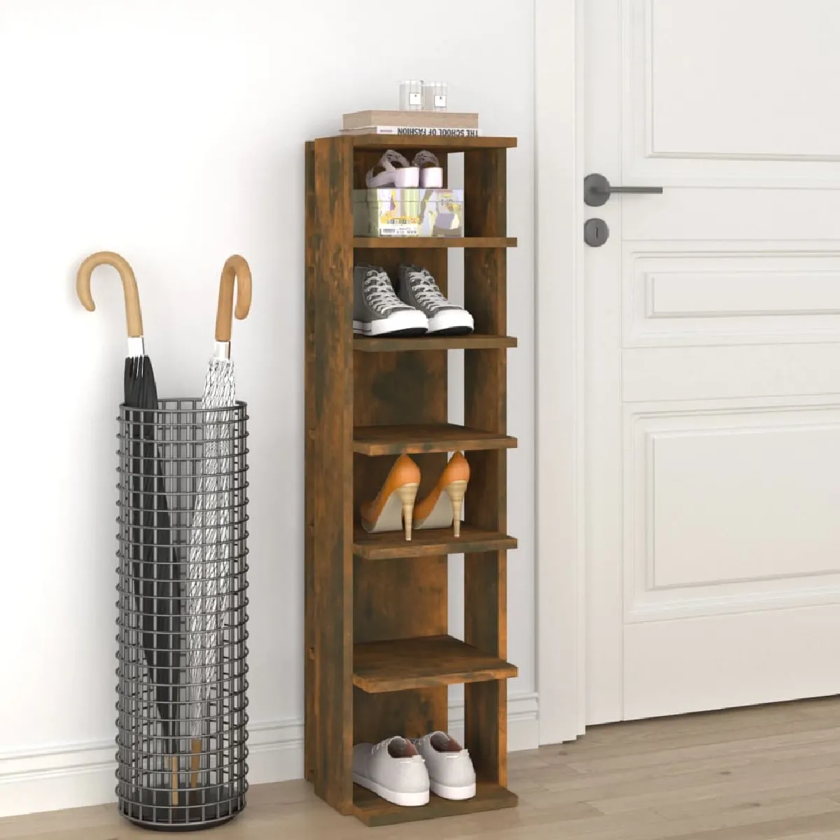 VidaXL Étagère à chaussures Chêne fumé