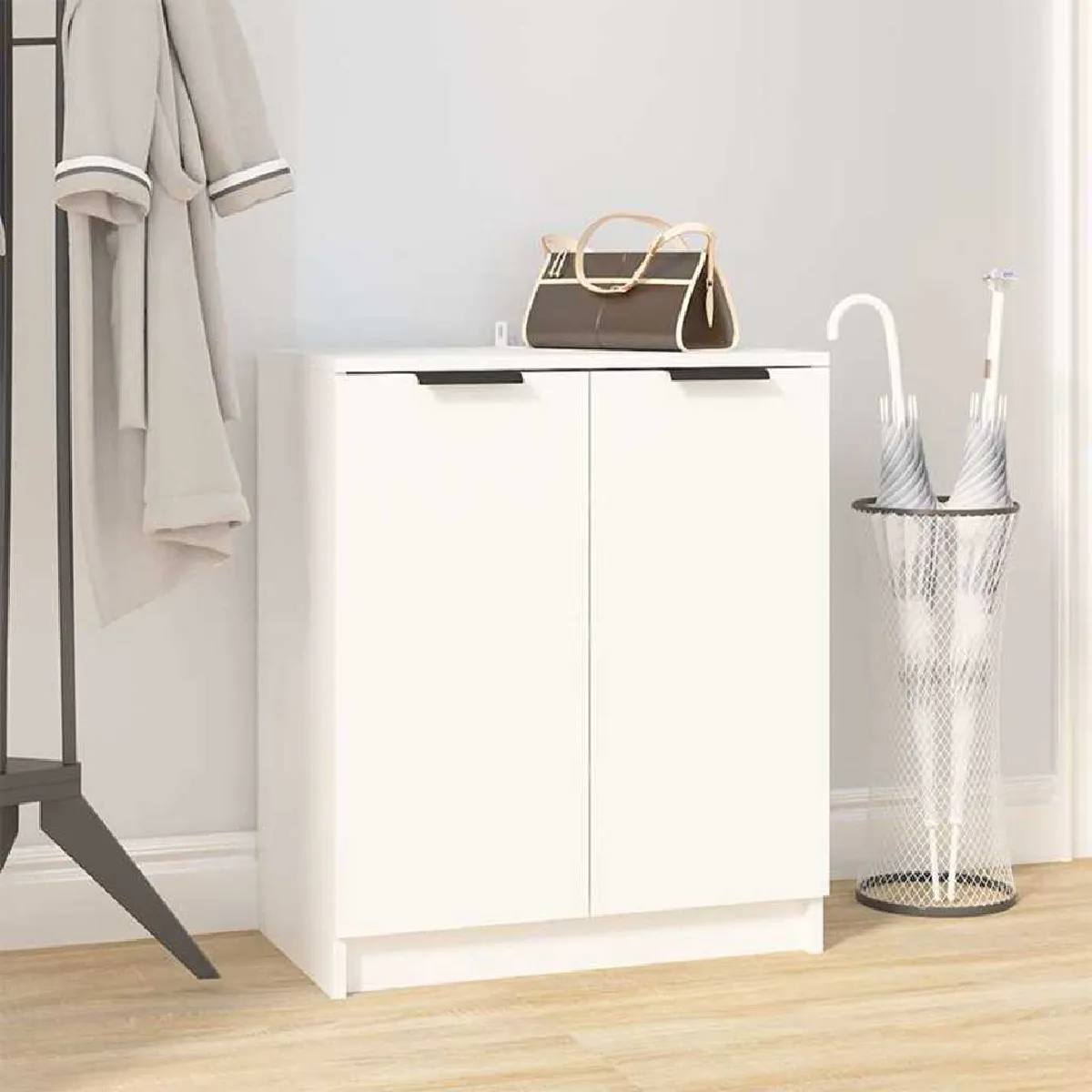 vidaXL - Meuble à chaussures - 59x35x70 cm - Blanc - Image 2