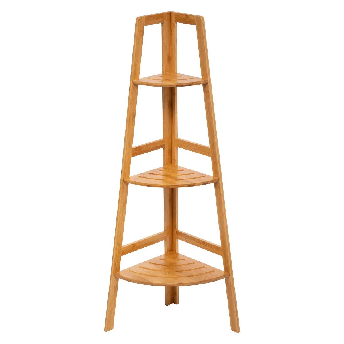 Etagère d'angle 3 niveaux en bambou - Hauteur 103 cm
