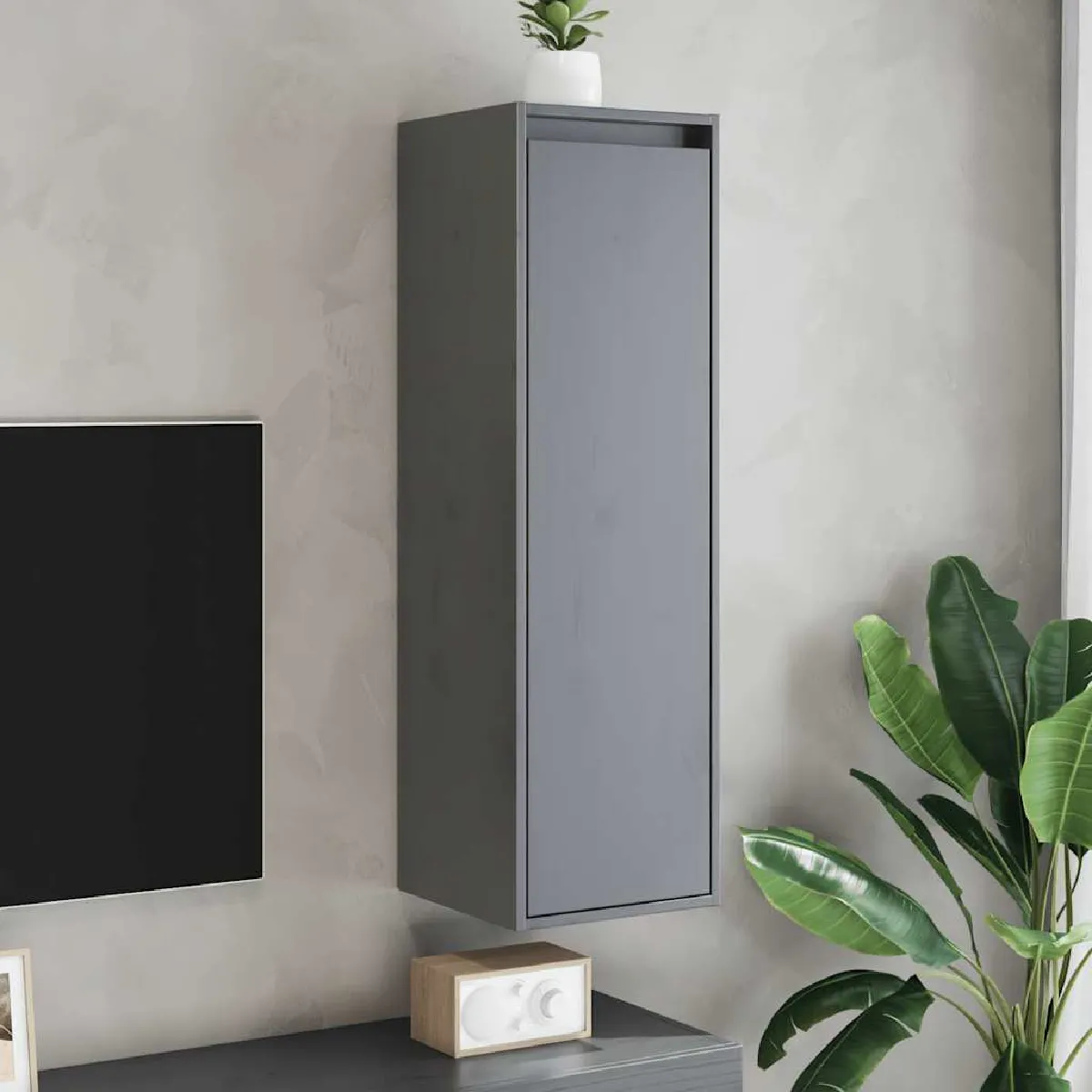 VIDAXL Armoires murales Gris Bois de pin