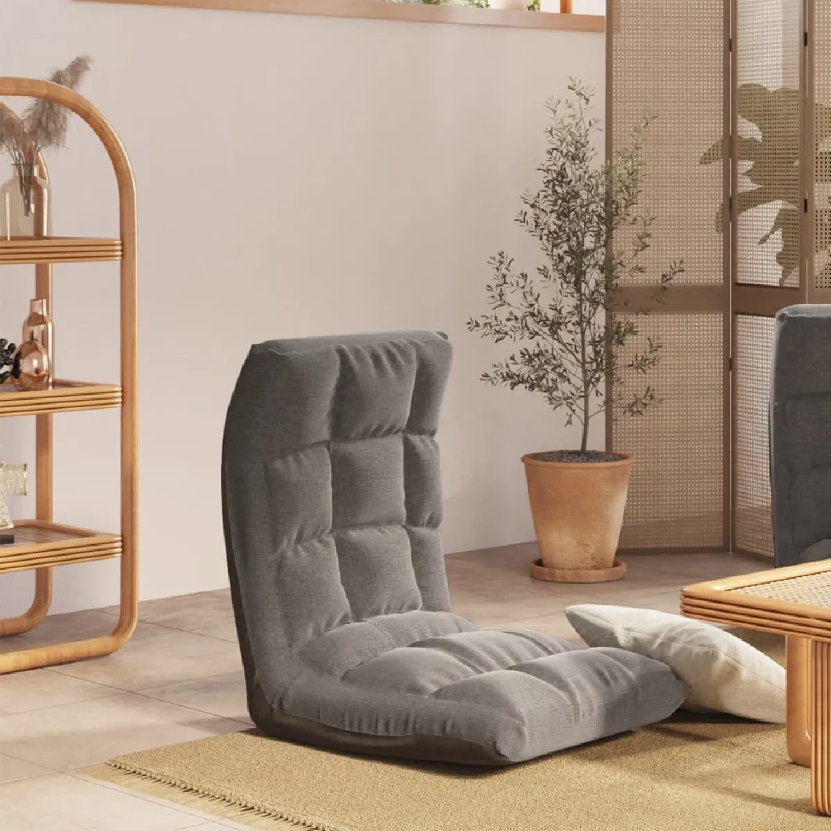 vidaXL - Fauteuil de sol pliable - Gris clair - Image 2