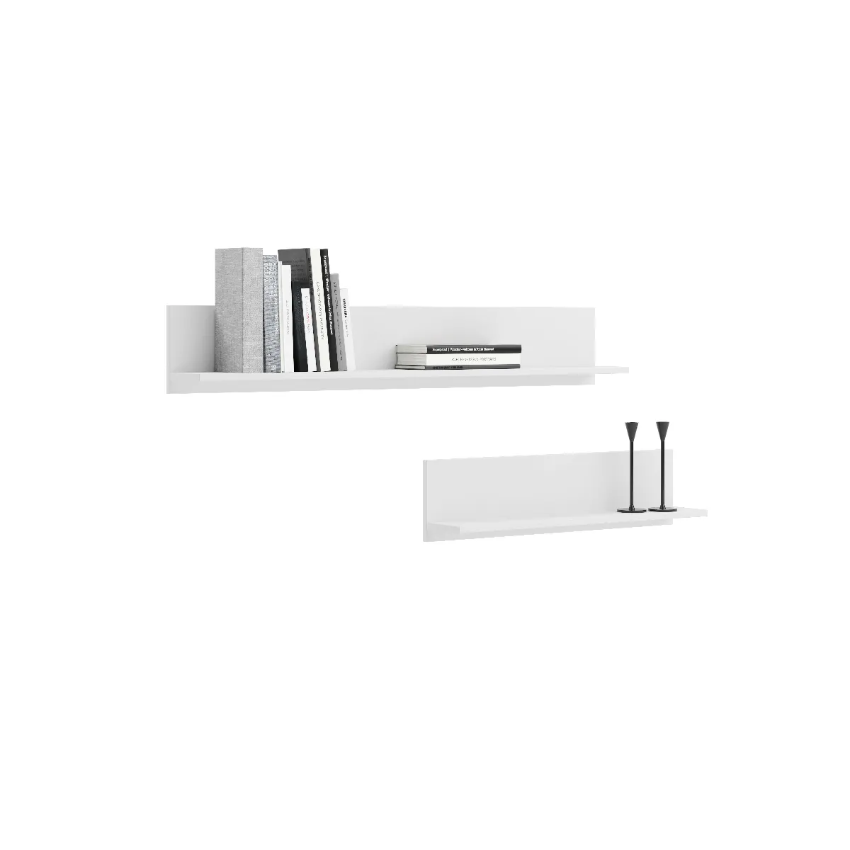 Ht meubles Lot de 2 étagères murales industrielles - Blanc Ht meubles Lot de 2 étagères murales industrielles - Blanc
