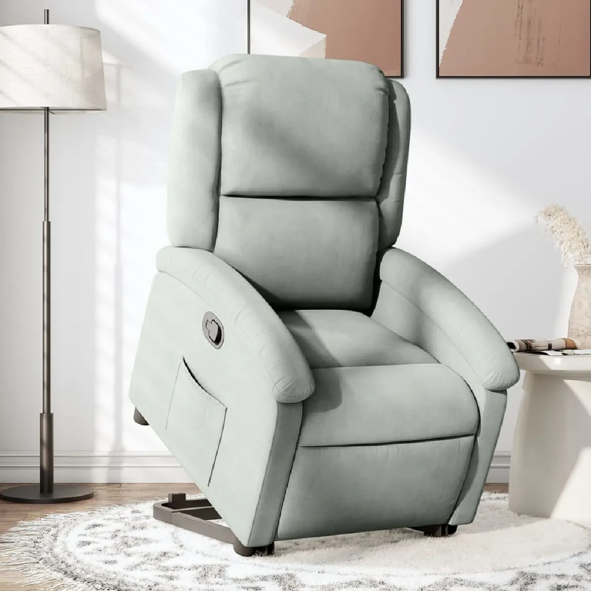 Non Communiqué Gris Vidaxl Fauteuil De Relaxation Inclinable Velours Clair - Image 3