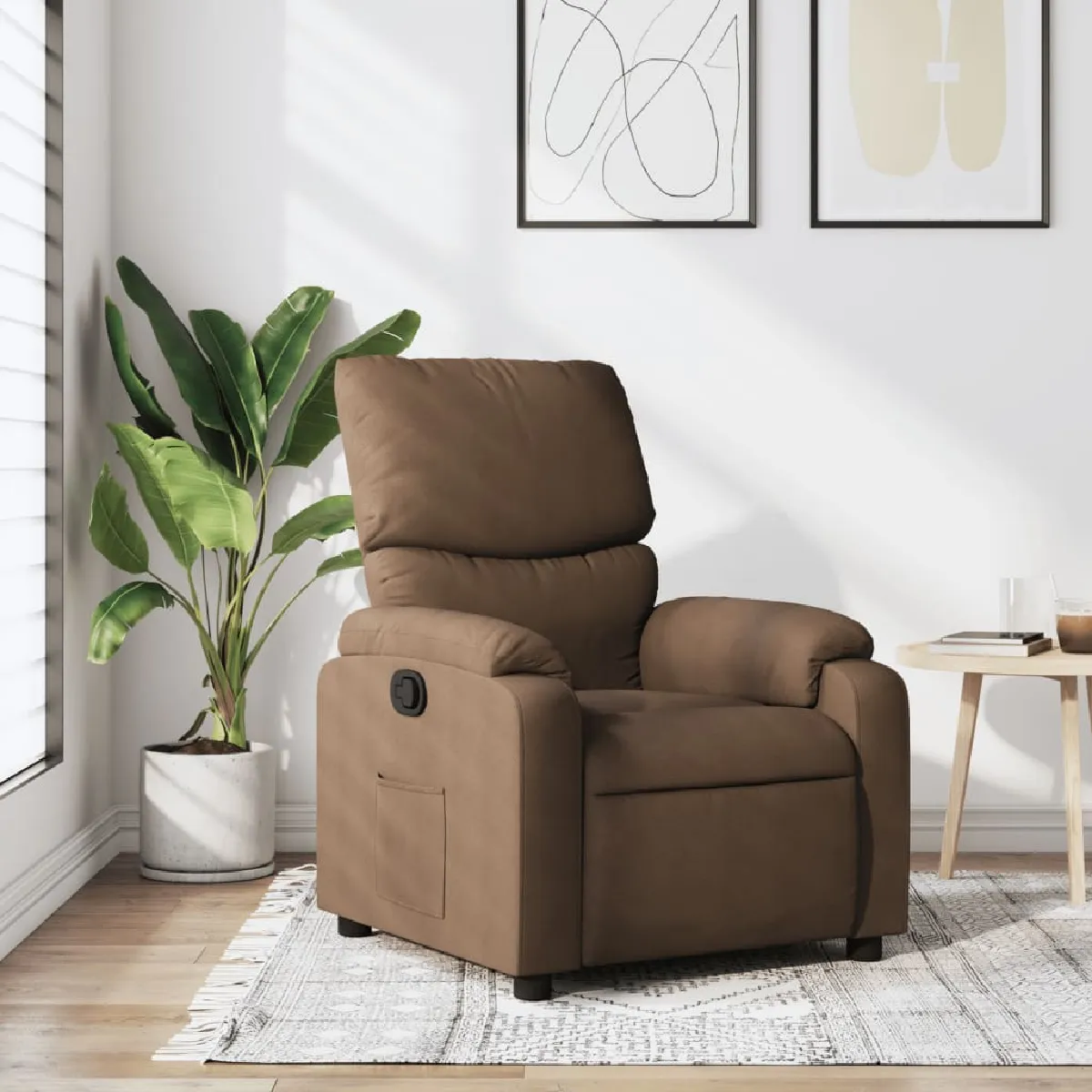 Vidaxl Marron Fauteuil Réglable Tissu - Image 3