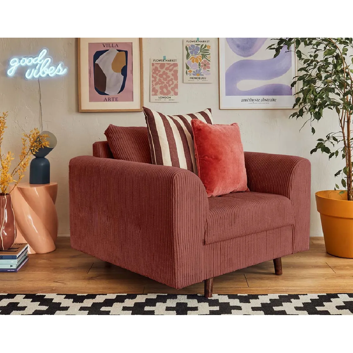 Lisa design Rune fauteuil velours - Terracotta Lisa design Rune fauteuil velours - Terracotta