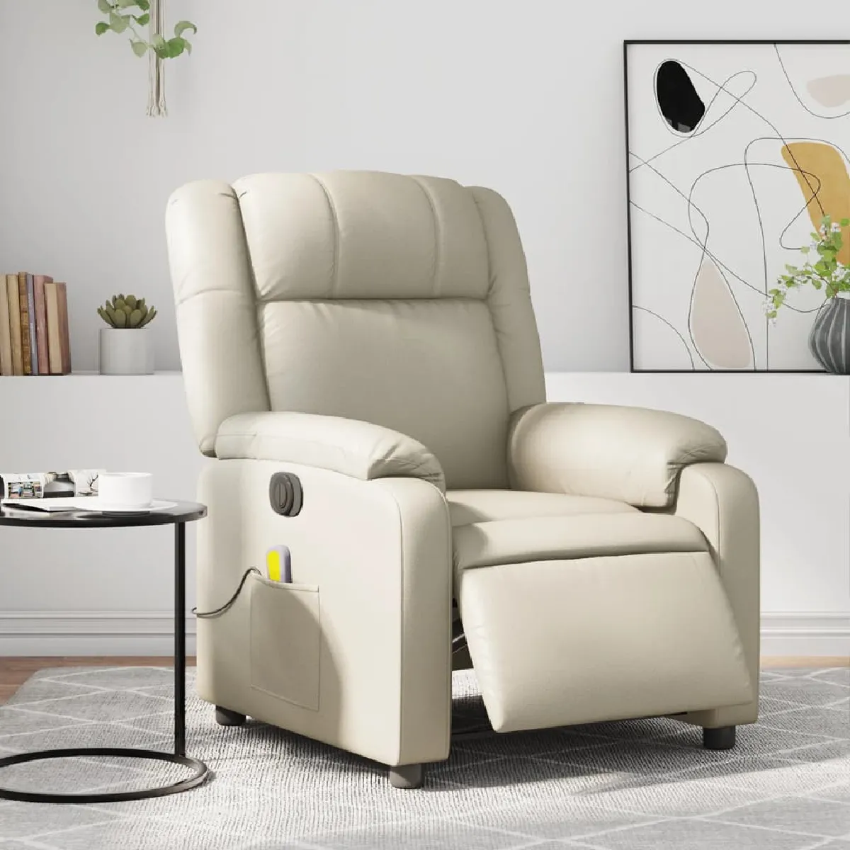 vidaXL Fauteuil de massage inclinable électrique Crème - vue 2