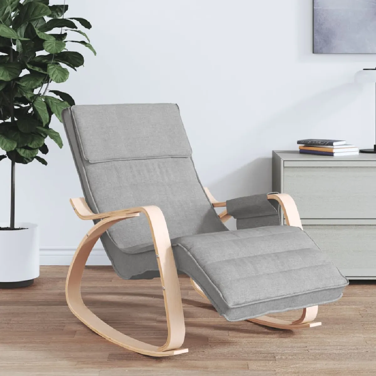 vidaXL - Fauteuil à bascule - Gris clair - Image 2