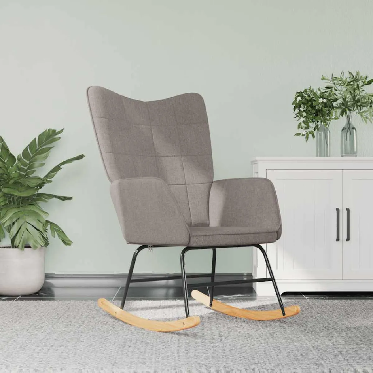Vidaxl Chaise À Bascule - Taupe Tissu