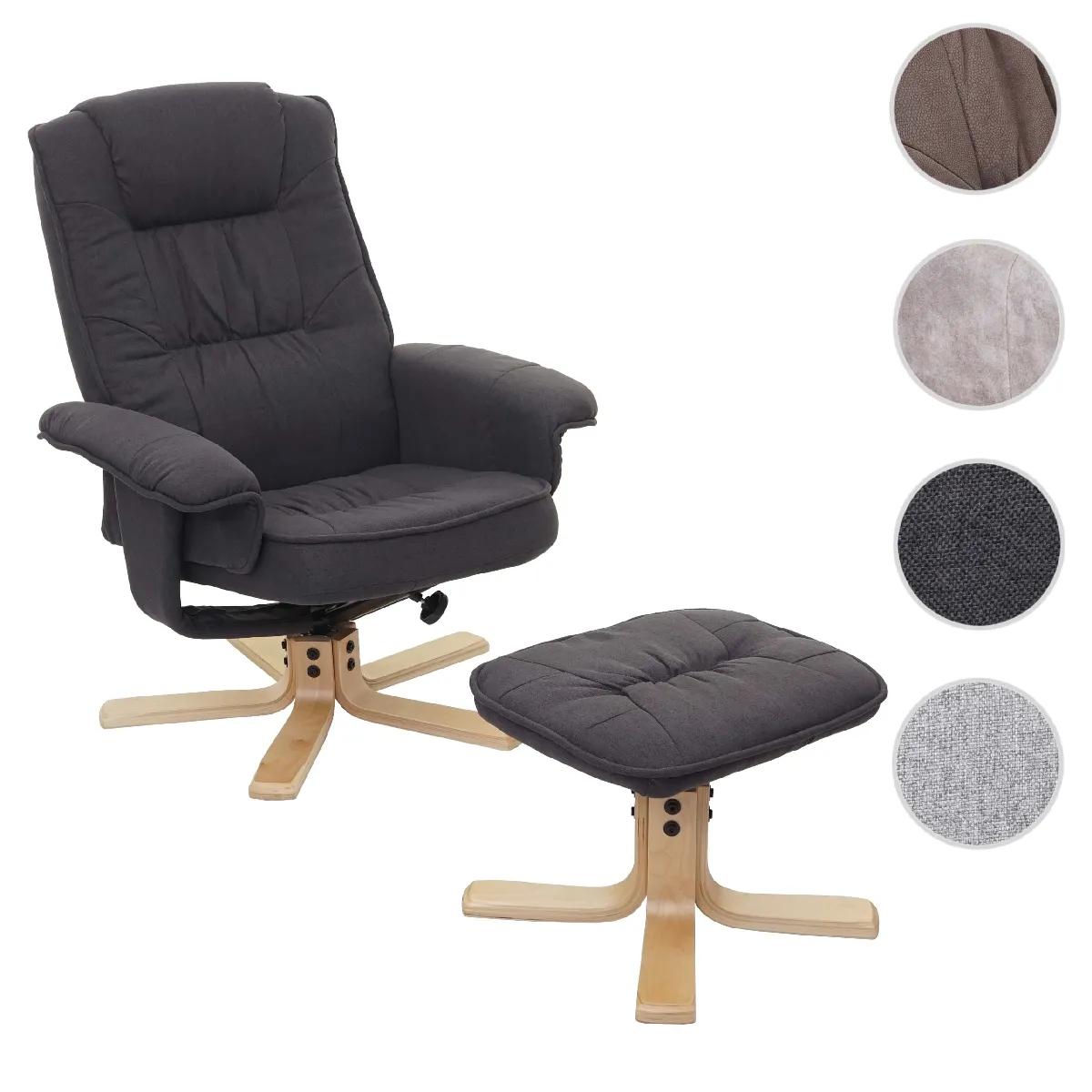 Mendler Fauteuil de relaxation pivotant - Gris foncé Mendler Fauteuil de relaxation pivotant - Gris foncé