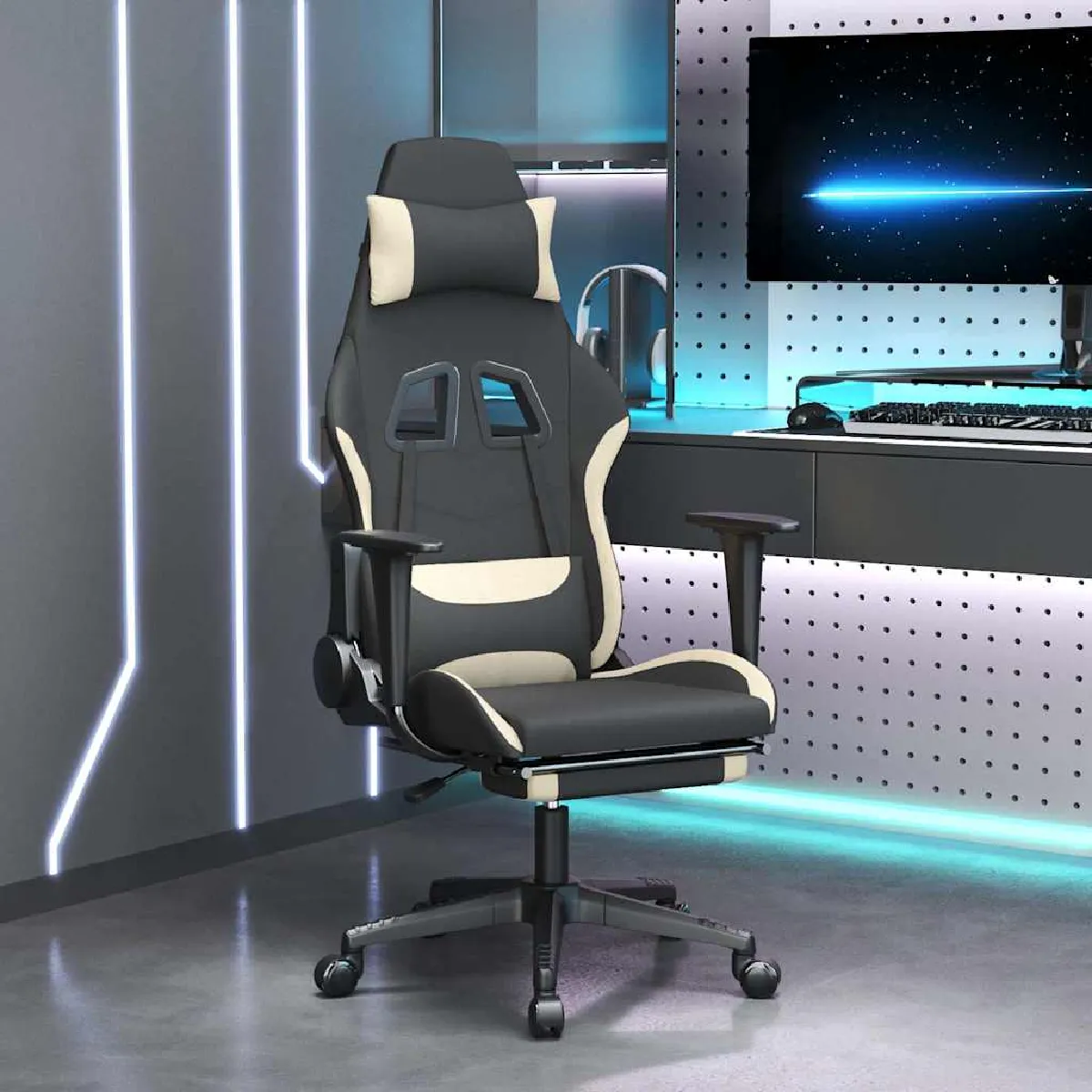 Vidaxl Noir Chaise De Jeu Massage Et Crème