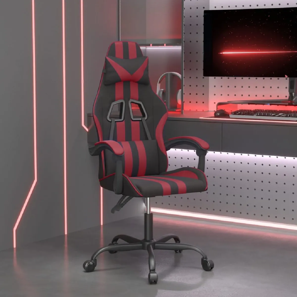 vidaXL Chaise de jeu pivotante - Noir/Rouge