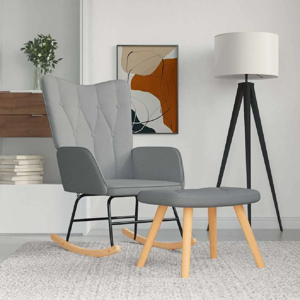 Non Communiqué Gris Chaise Vidaxl H. 37.5 Cm Interieur En Bois Massif - Image 2