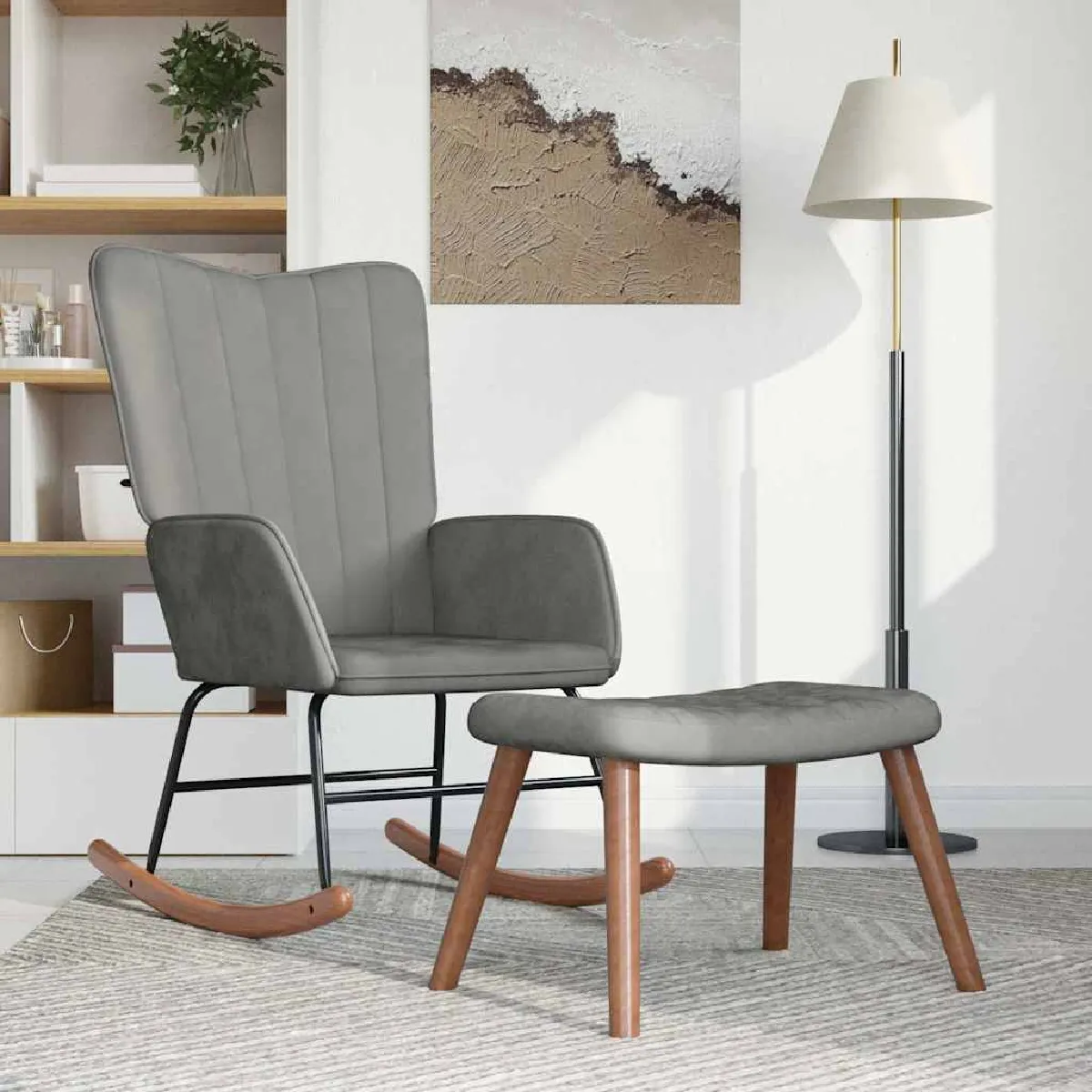 Vidaxl Gris/Clair Chaise À Bascule Velours