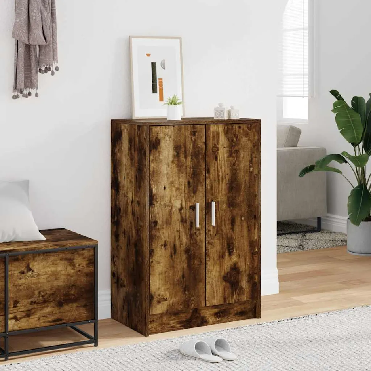 VidaXL Meuble à chaussures chêne fumé - vue 4