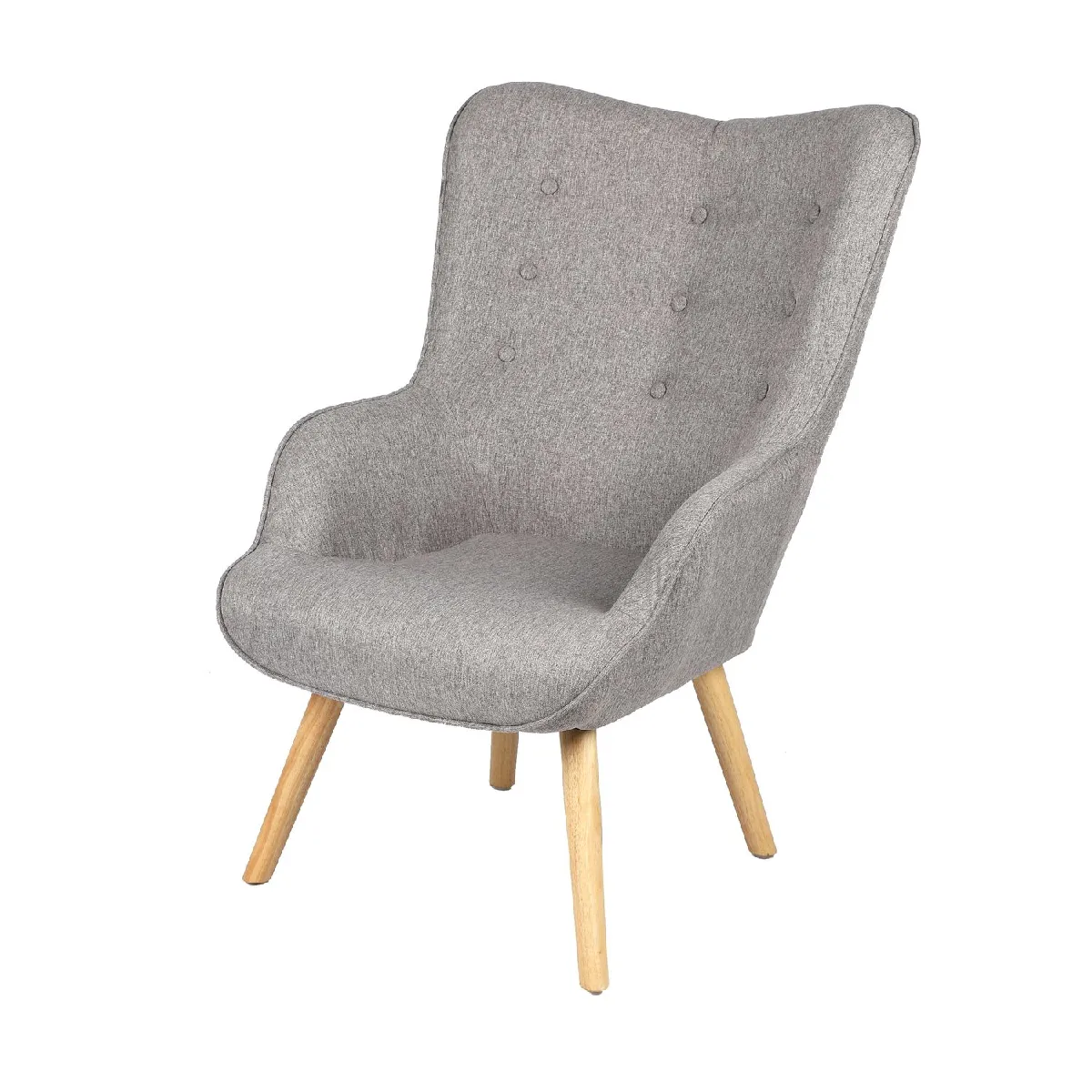 Fauteuil Noor avec pieds en bois - Gris clair Fauteuil Noor avec pieds en bois - Gris clair