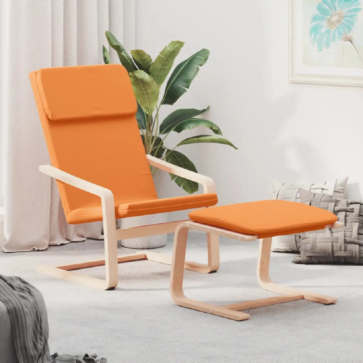 vidaXL Chaise de relaxation Velours Crème - vue 8