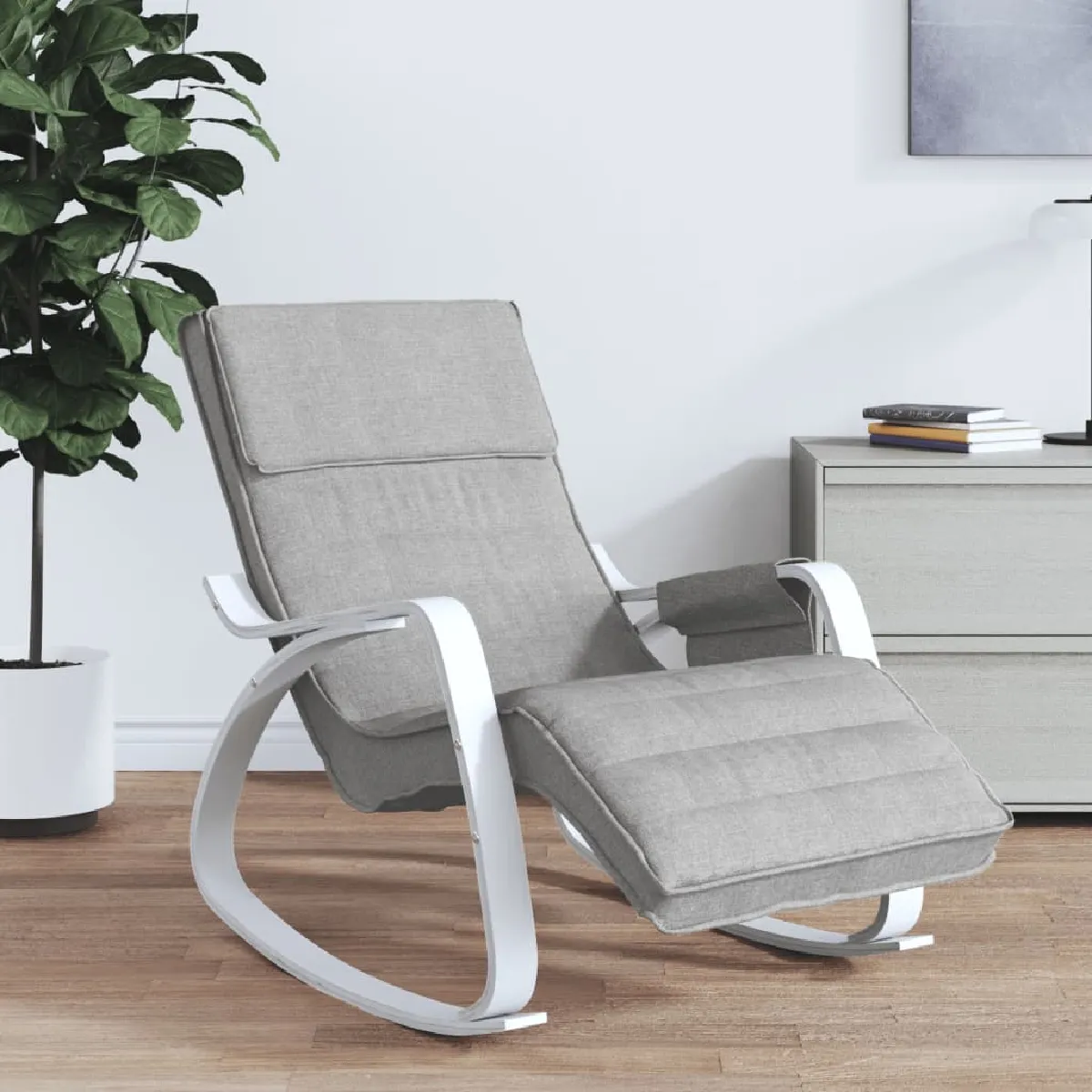 Vidaxl Gris/Clair Fauteuil À Bascule Tissu - Image 2